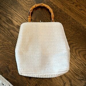 Vintage purse with bamboo handle in excellent Condition